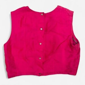 Vibrant Pink Silk Dosa Crop Top with Back Buttons